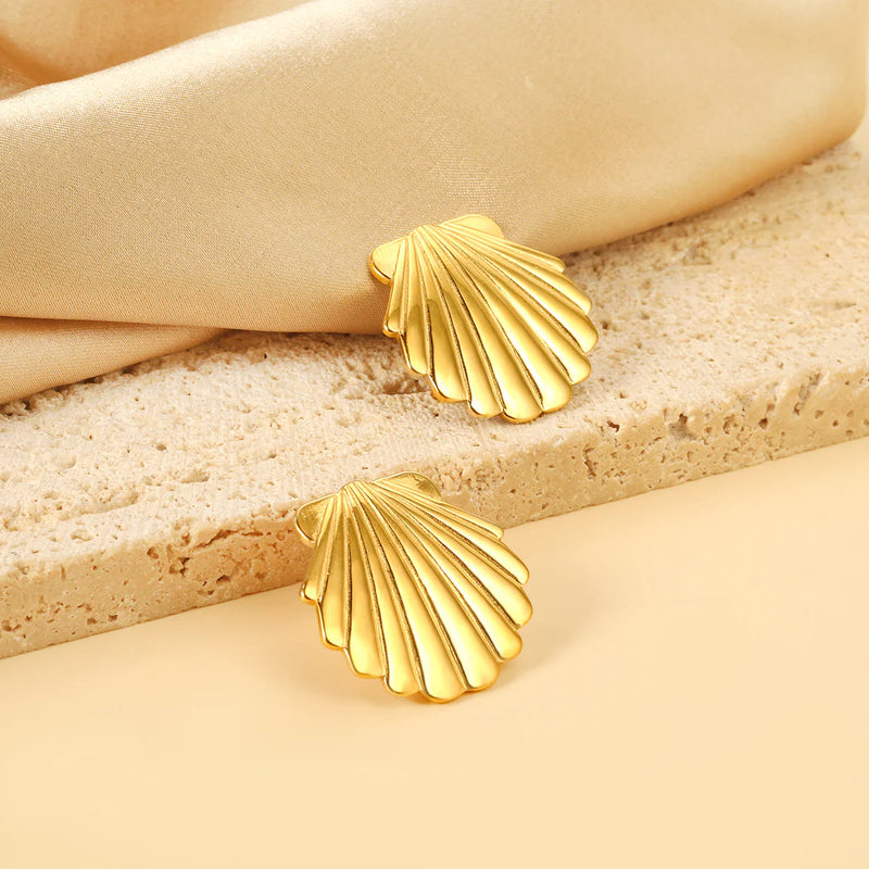 Golden Shell Charm Studs